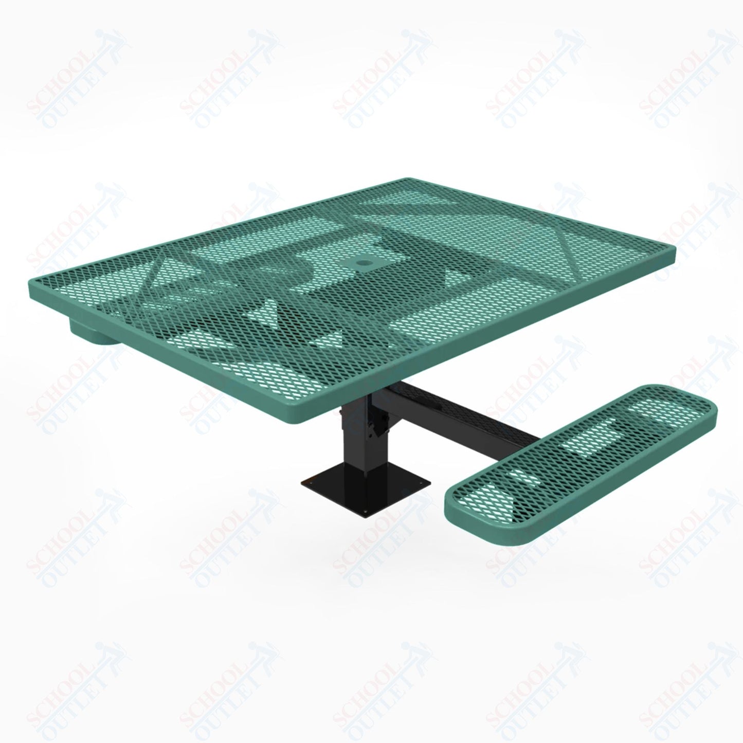 MyTcoat MYT - TSQ46 - 17 - 012 46″ Square Pedestal Picnic Table with Surface Mount, 2 Seat and Alternate ADA Accessible (77"W x 63"D x 30"H) - SchoolOutlet