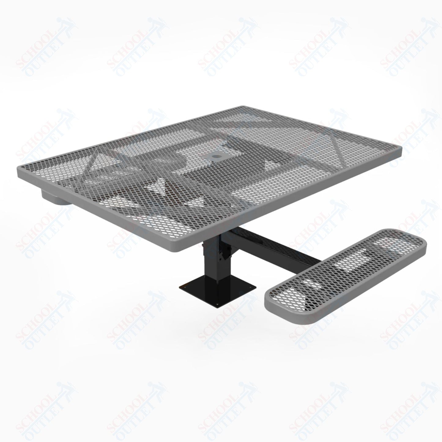 MyTcoat MYT - TSQ46 - 17 - 012 46″ Square Pedestal Picnic Table with Surface Mount, 2 Seat and Alternate ADA Accessible (77"W x 63"D x 30"H) - SchoolOutlet