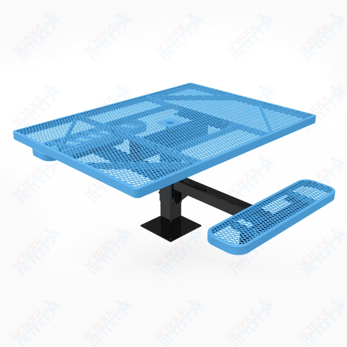 MyTcoat MYT - TSQ46 - 17 - 012 46″ Square Pedestal Picnic Table with Surface Mount, 2 Seat and Alternate ADA Accessible (77"W x 63"D x 30"H) - SchoolOutlet