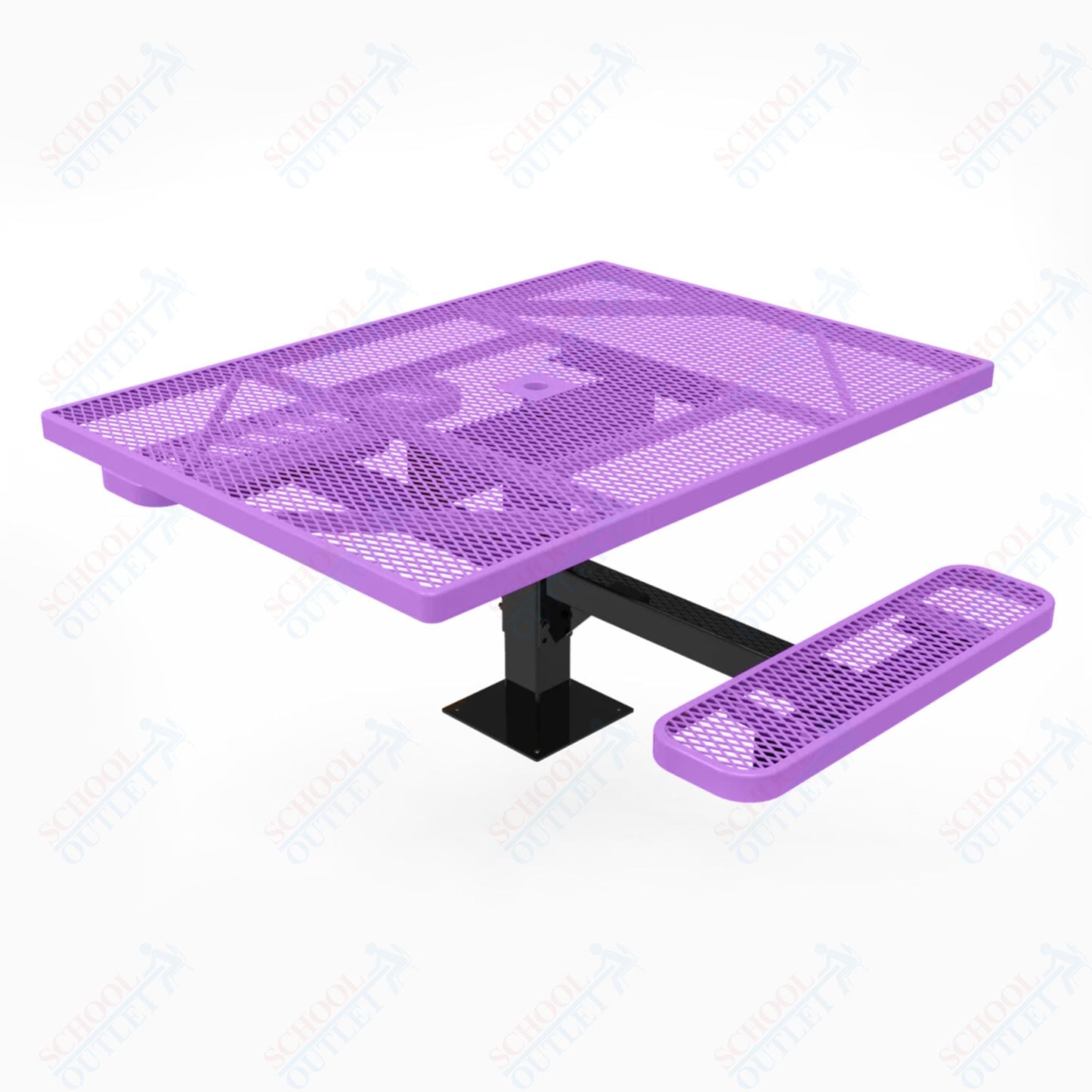 MyTcoat MYT - TSQ46 - 17 - 012 46″ Square Pedestal Picnic Table with Surface Mount, 2 Seat and Alternate ADA Accessible (77"W x 63"D x 30"H) - SchoolOutlet