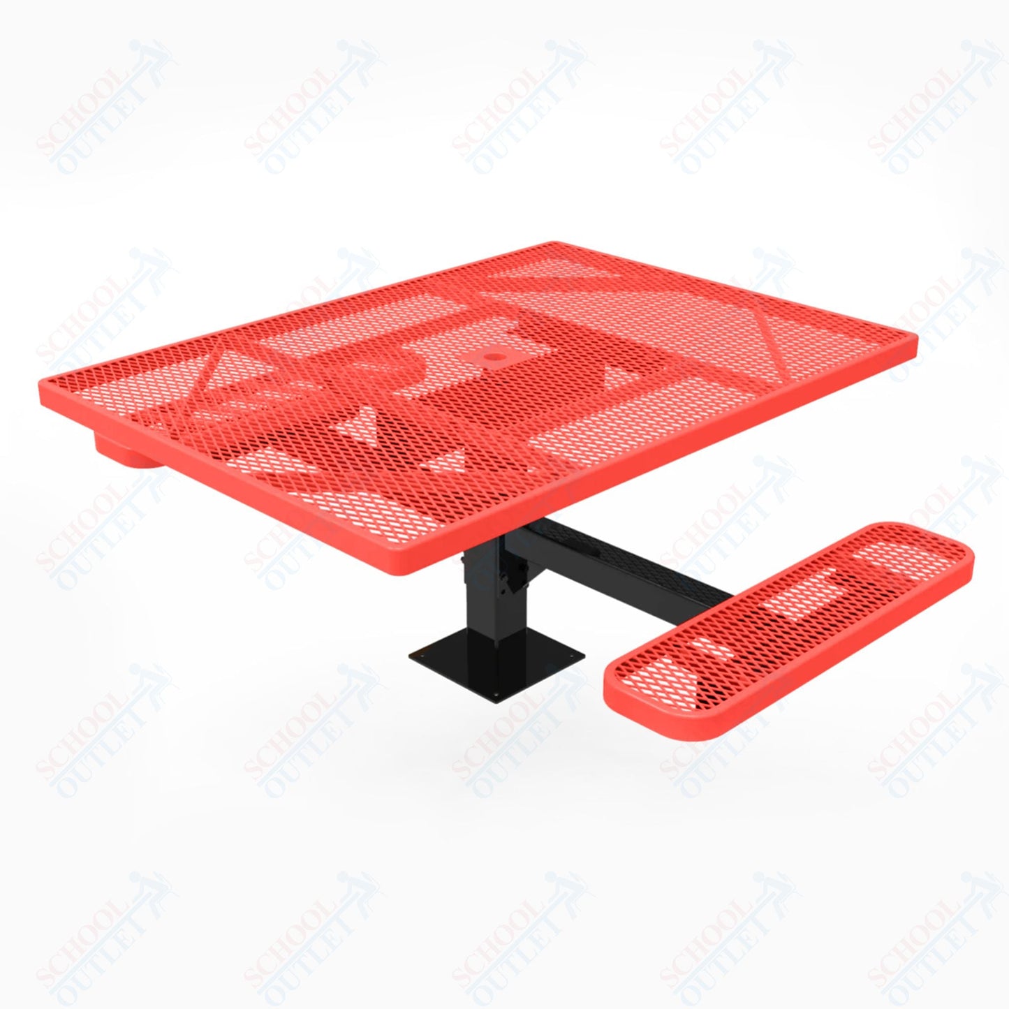 MyTcoat MYT - TSQ46 - 17 - 012 46″ Square Pedestal Picnic Table with Surface Mount, 2 Seat and Alternate ADA Accessible (77"W x 63"D x 30"H) - SchoolOutlet