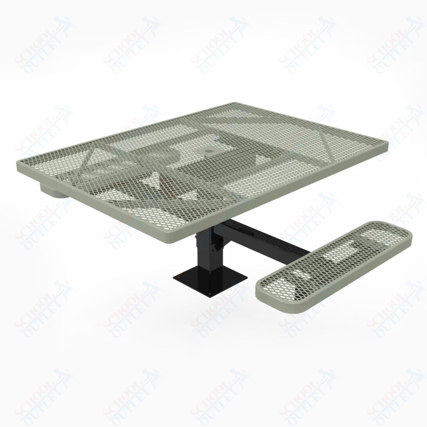 MyTcoat MYT - TSQ46 - 17 - 012 46″ Square Pedestal Picnic Table with Surface Mount, 2 Seat and Alternate ADA Accessible (77"W x 63"D x 30"H) - SchoolOutlet