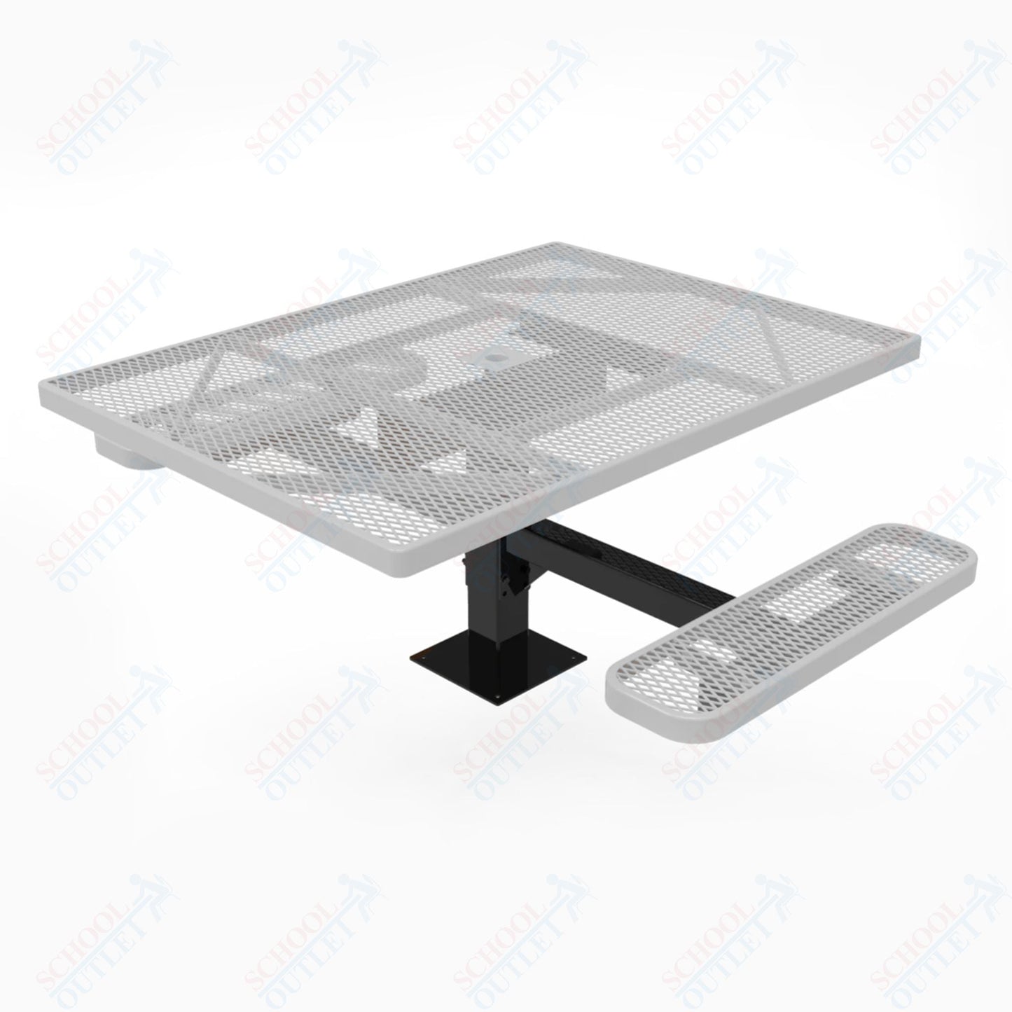MyTcoat MYT - TSQ46 - 17 - 012 46″ Square Pedestal Picnic Table with Surface Mount, 2 Seat and Alternate ADA Accessible (77"W x 63"D x 30"H) - SchoolOutlet