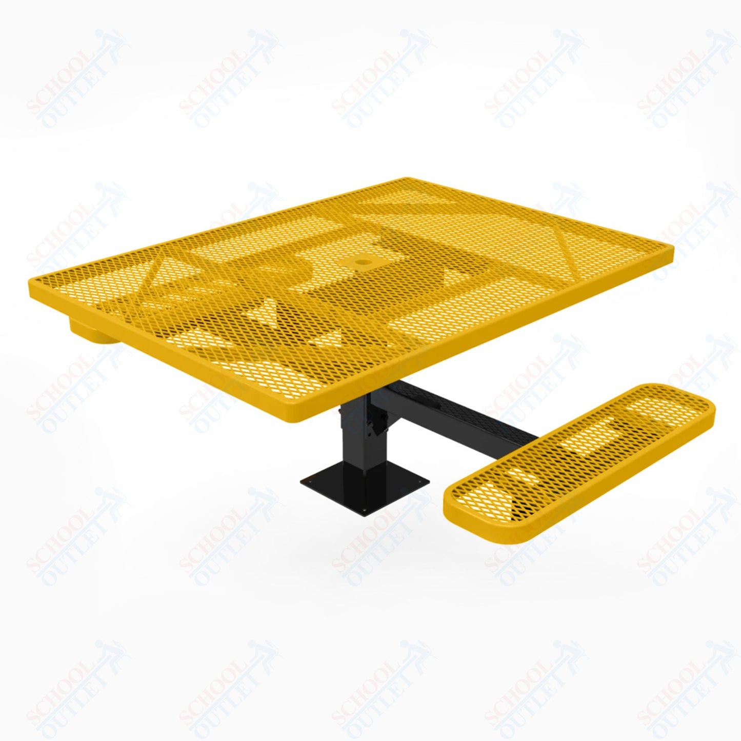 MyTcoat MYT - TSQ46 - 17 - 012 46″ Square Pedestal Picnic Table with Surface Mount, 2 Seat and Alternate ADA Accessible (77"W x 63"D x 30"H) - SchoolOutlet