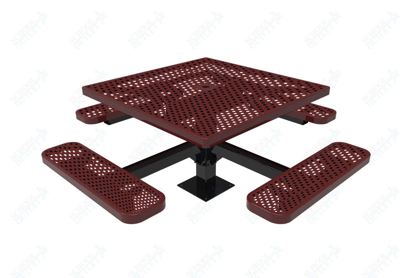 MyTcoat MYT - TSQ46 - 13 46″ Square Pedestal Picnic Table With Surface Mount (76"W x 76"D x 30"H) - SchoolOutlet