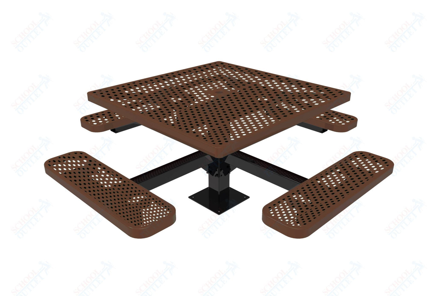 MyTcoat MYT - TSQ46 - 13 46″ Square Pedestal Picnic Table With Surface Mount (76"W x 76"D x 30"H) - SchoolOutlet