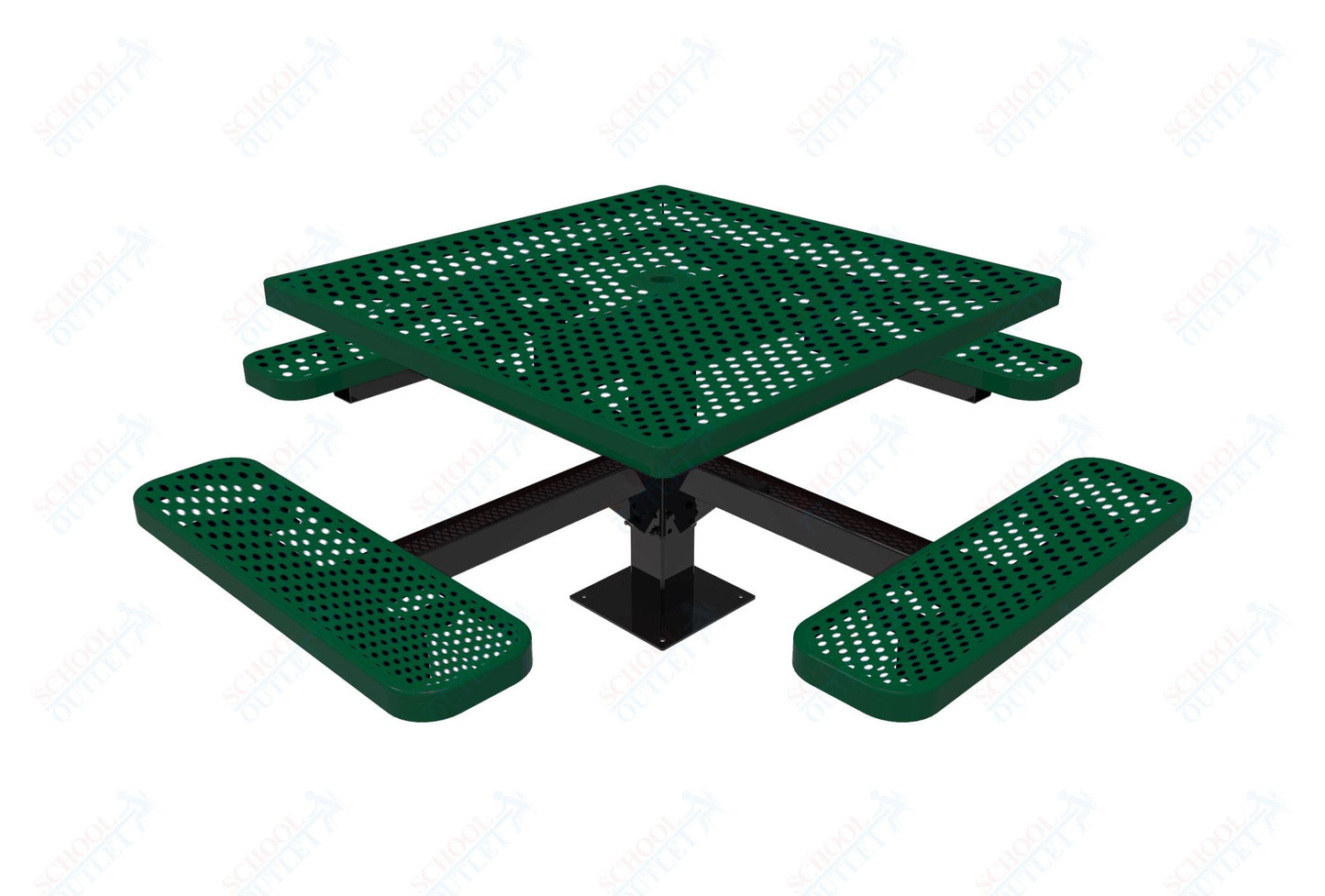 MyTcoat MYT - TSQ46 - 13 46″ Square Pedestal Picnic Table With Surface Mount (76"W x 76"D x 30"H) - SchoolOutlet