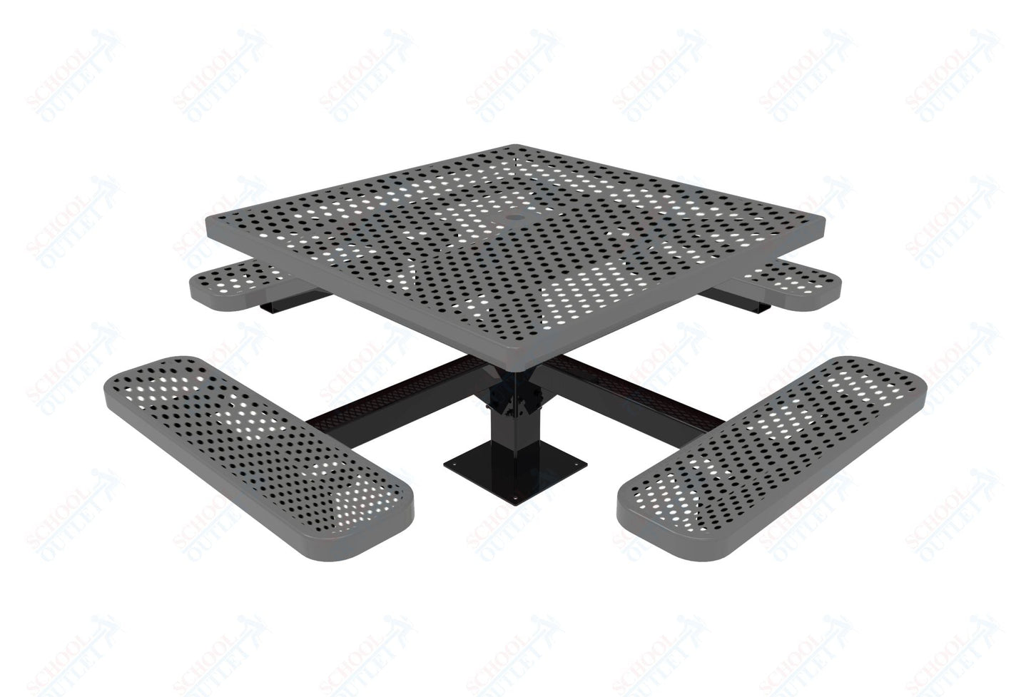 MyTcoat MYT - TSQ46 - 13 46″ Square Pedestal Picnic Table With Surface Mount (76"W x 76"D x 30"H) - SchoolOutlet