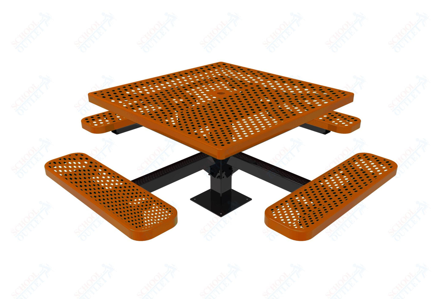 MyTcoat MYT - TSQ46 - 13 46″ Square Pedestal Picnic Table With Surface Mount (76"W x 76"D x 30"H) - SchoolOutlet