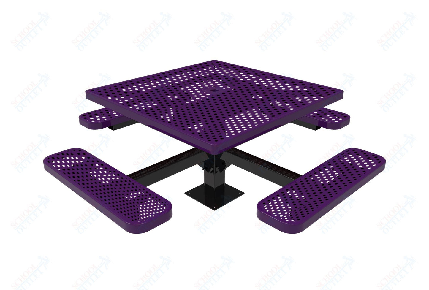 MyTcoat MYT - TSQ46 - 13 46″ Square Pedestal Picnic Table With Surface Mount (76"W x 76"D x 30"H) - SchoolOutlet