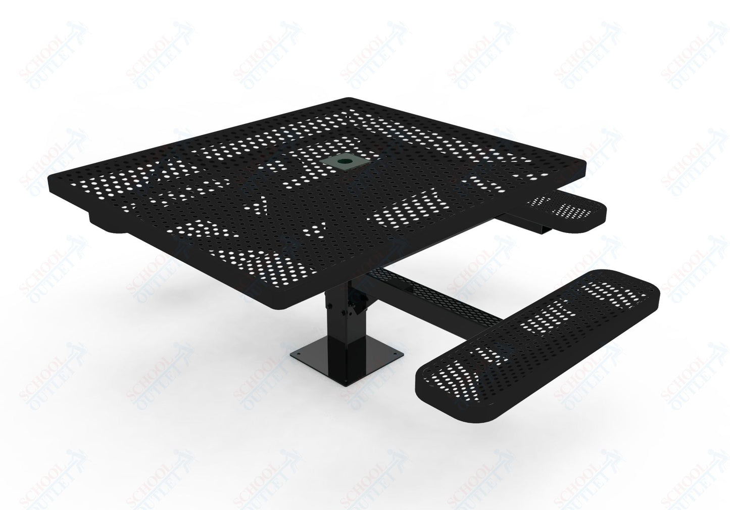 MyTcoat MYT - TSQ46 - 15 - 013 46″ Square Pedestal Picnic Table with Surface Mount, 3 Seat And ADA Accessible (77"W x 69.5"D x 30"H) - SchoolOutlet