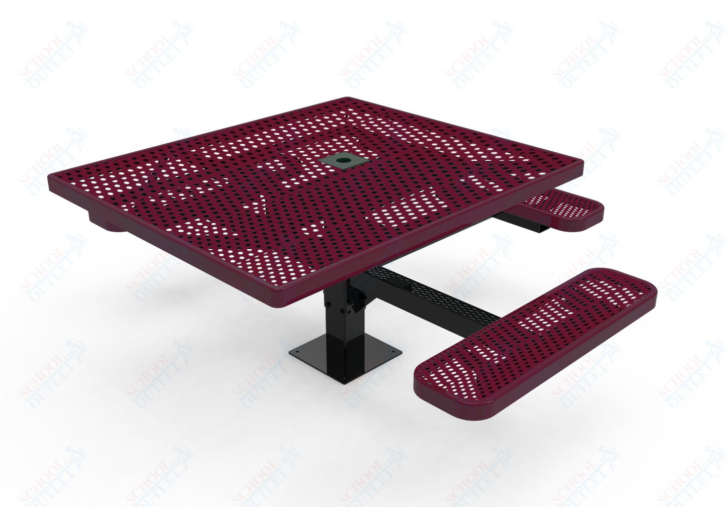 MyTcoat MYT - TSQ46 - 15 - 013 46″ Square Pedestal Picnic Table with Surface Mount, 3 Seat And ADA Accessible (77"W x 69.5"D x 30"H) - SchoolOutlet
