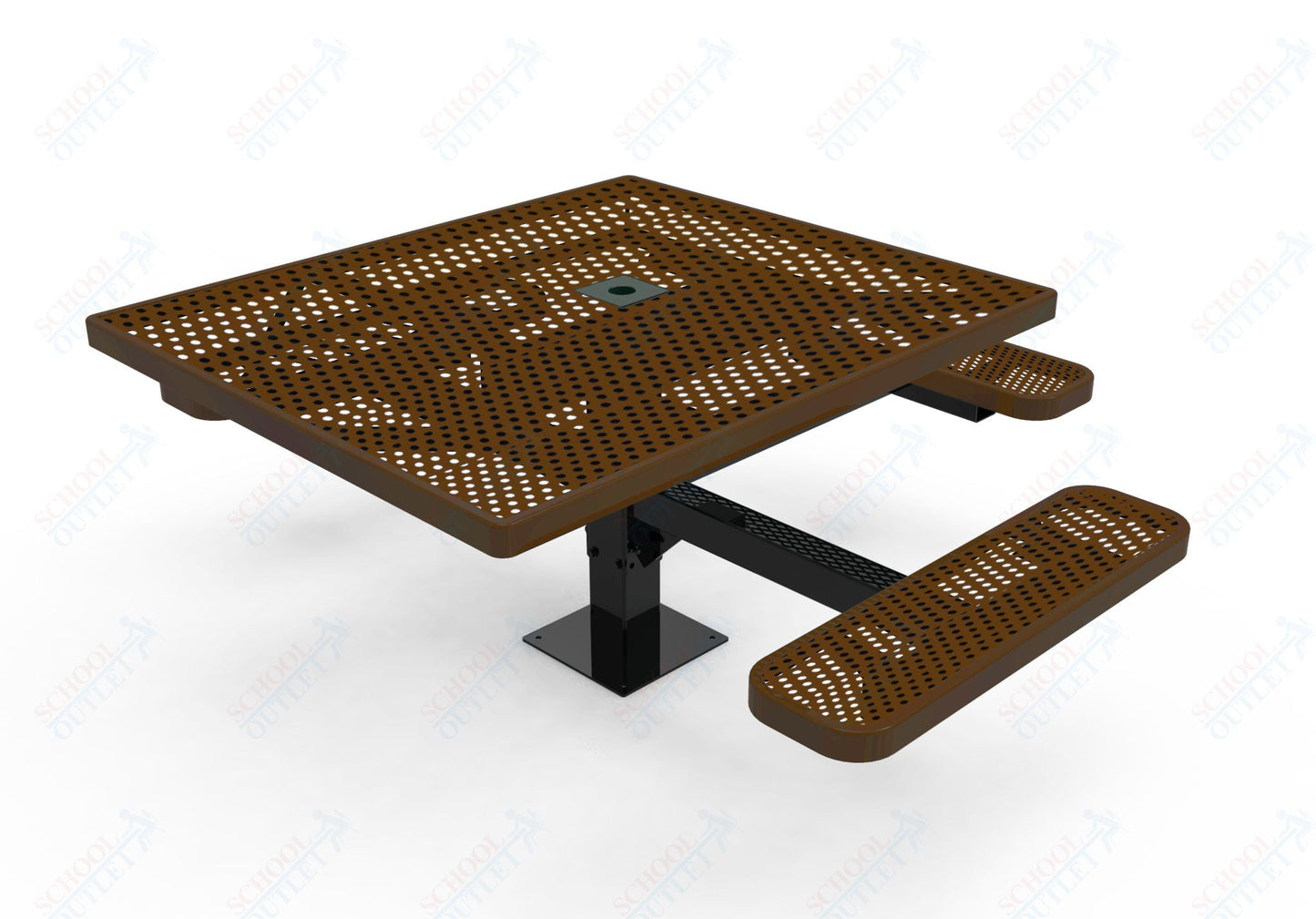 MyTcoat MYT - TSQ46 - 15 - 013 46″ Square Pedestal Picnic Table with Surface Mount, 3 Seat And ADA Accessible (77"W x 69.5"D x 30"H) - SchoolOutlet