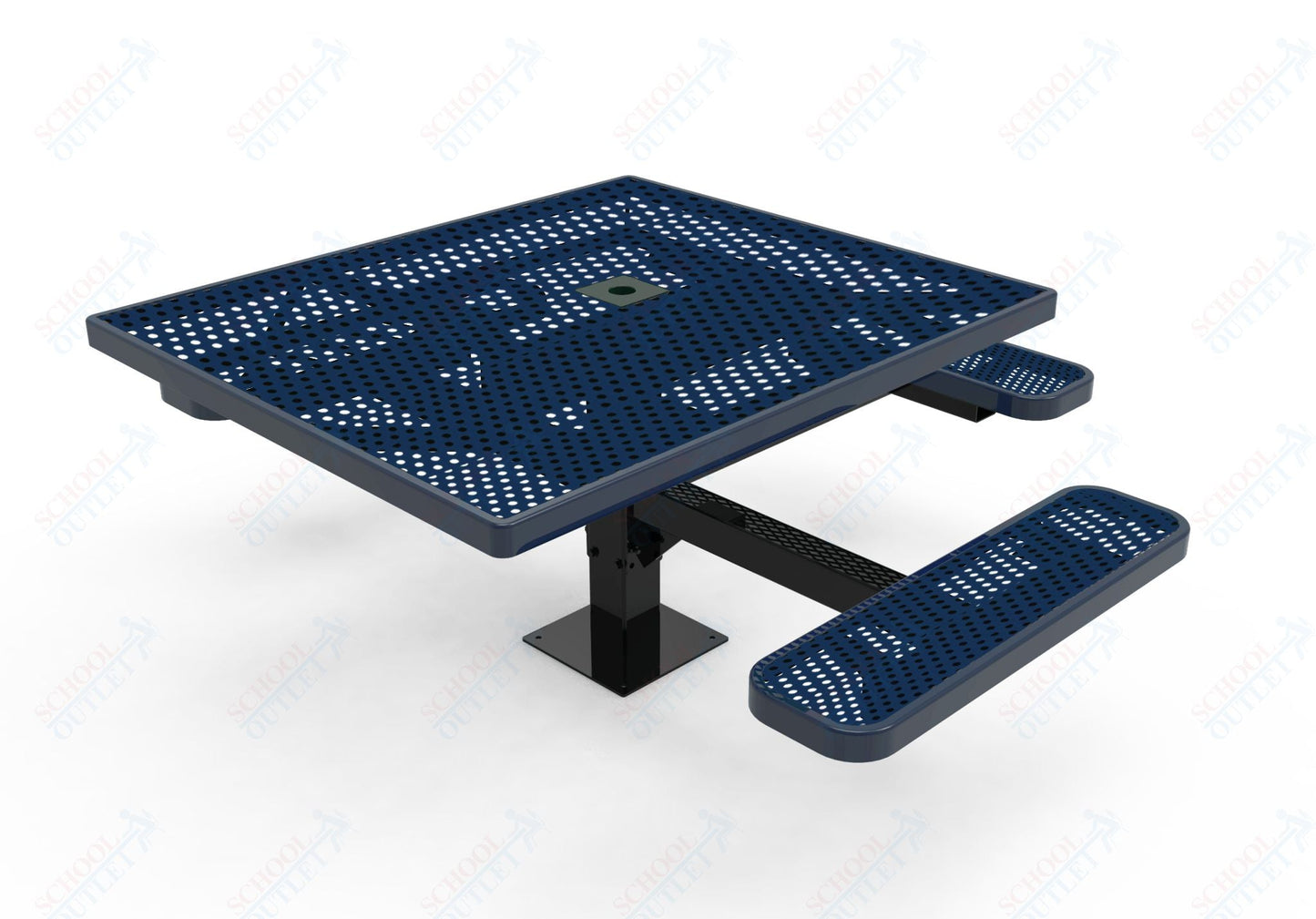 MyTcoat MYT - TSQ46 - 15 - 013 46″ Square Pedestal Picnic Table with Surface Mount, 3 Seat And ADA Accessible (77"W x 69.5"D x 30"H) - SchoolOutlet