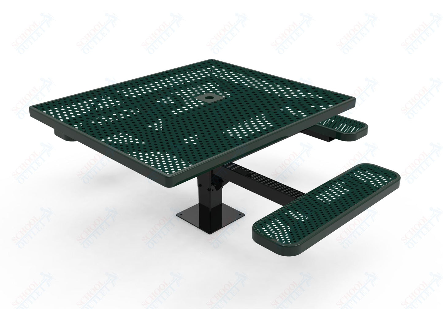 MyTcoat MYT - TSQ46 - 15 - 013 46″ Square Pedestal Picnic Table with Surface Mount, 3 Seat And ADA Accessible (77"W x 69.5"D x 30"H) - SchoolOutlet