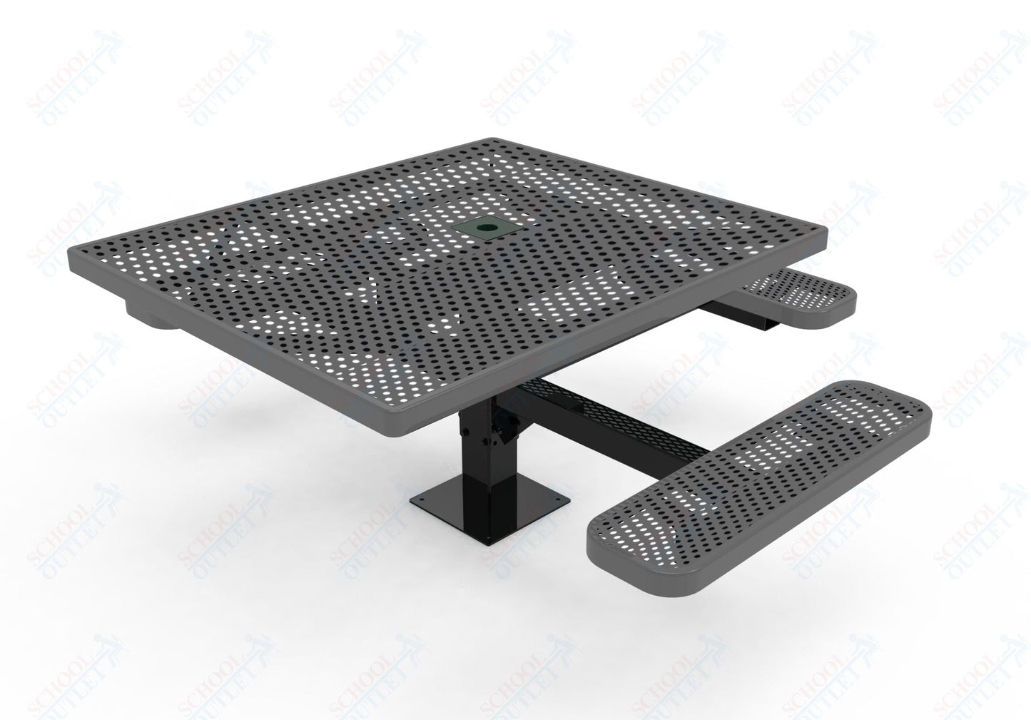 MyTcoat MYT - TSQ46 - 15 - 013 46″ Square Pedestal Picnic Table with Surface Mount, 3 Seat And ADA Accessible (77"W x 69.5"D x 30"H) - SchoolOutlet
