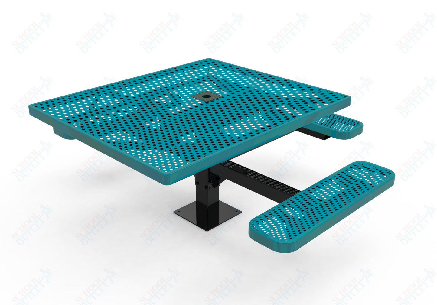 MyTcoat MYT - TSQ46 - 15 - 013 46″ Square Pedestal Picnic Table with Surface Mount, 3 Seat And ADA Accessible (77"W x 69.5"D x 30"H) - SchoolOutlet