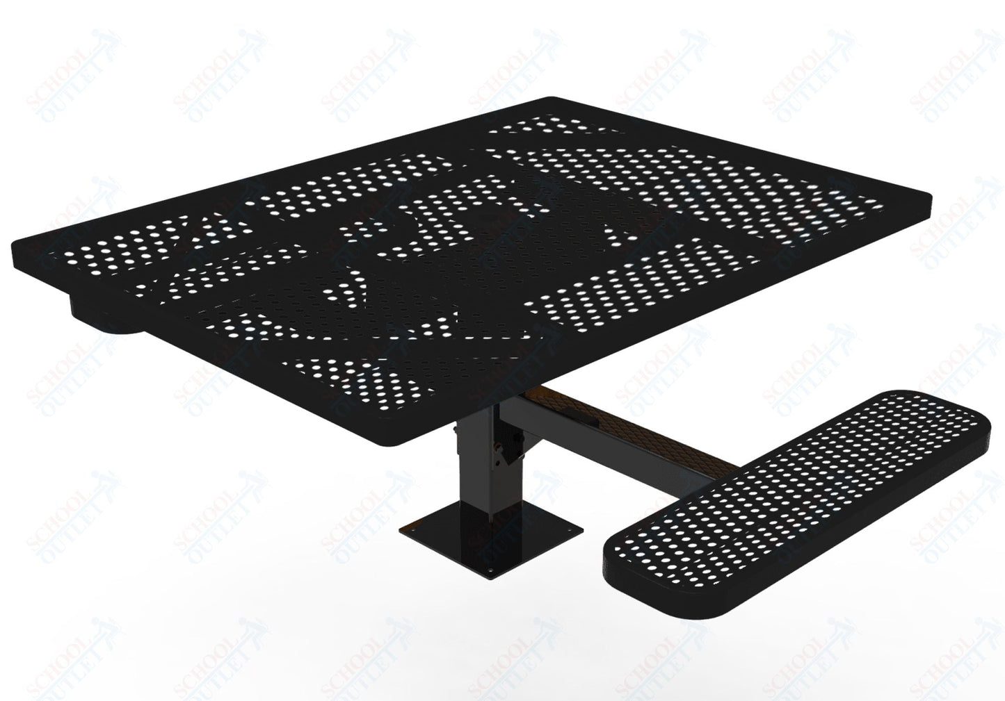 MyTcoat MYT - TSQ46 - 17 - 012 46″ Square Pedestal Picnic Table with Surface Mount, 2 Seat and Alternate ADA Accessible (77"W x 63"D x 30"H) - SchoolOutlet