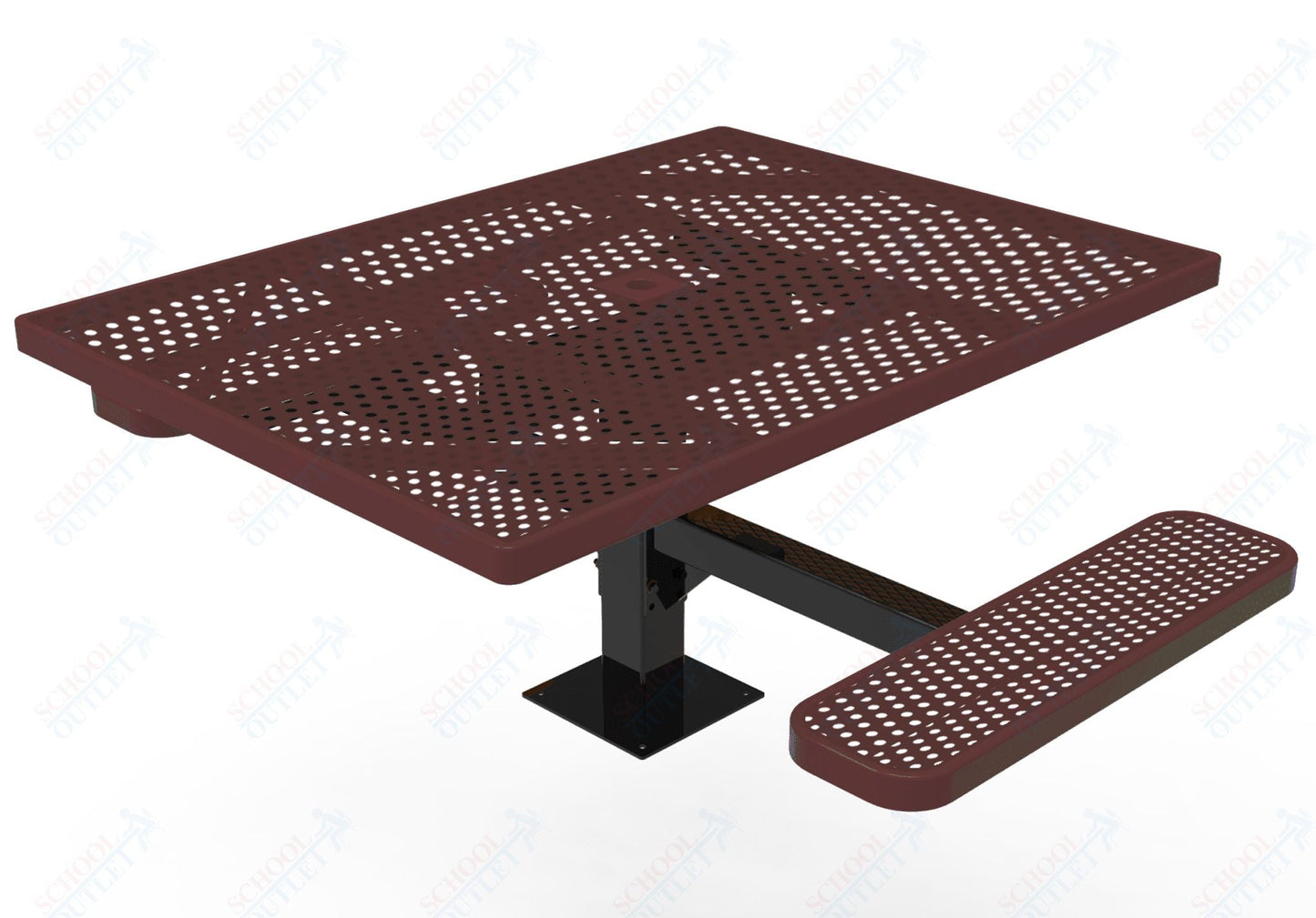 MyTcoat MYT - TSQ46 - 17 - 012 46″ Square Pedestal Picnic Table with Surface Mount, 2 Seat and Alternate ADA Accessible (77"W x 63"D x 30"H) - SchoolOutlet