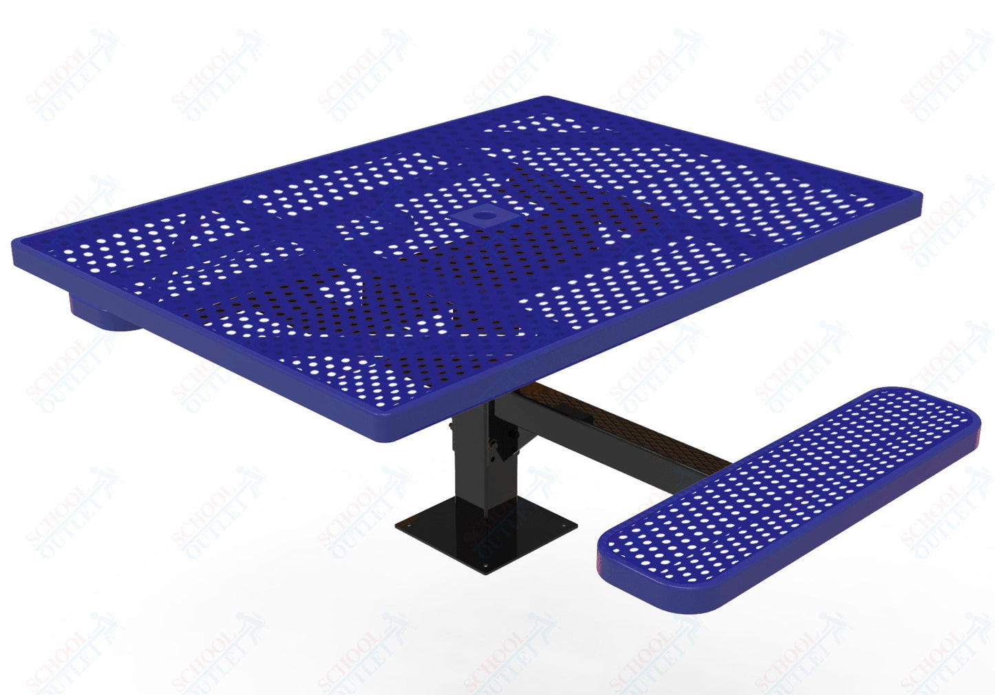 MyTcoat MYT - TSQ46 - 17 - 012 46″ Square Pedestal Picnic Table with Surface Mount, 2 Seat and Alternate ADA Accessible (77"W x 63"D x 30"H) - SchoolOutlet