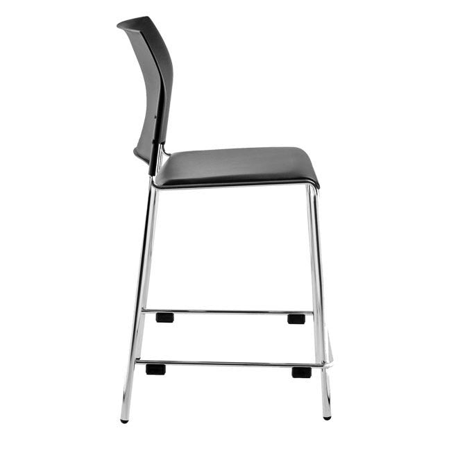 NPS 8700 Series Black Vinyl Padded 24"H Cafetorium Counter Stool with Arms (NPS - 8710C - 11 - 10 - A) - SchoolOutlet