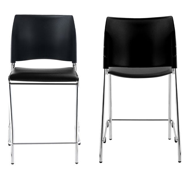 NPS 8700 Series Black Vinyl Padded 24"H Cafetorium Counter Stool with Arms (NPS - 8710C - 11 - 10 - A) - SchoolOutlet