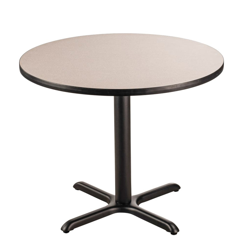 NPS Café Table, 48" Round, X Base, 30" Height, Particleboard Core/T - Mold (Maple Top / Black Edge and Frame) - SchoolOutlet