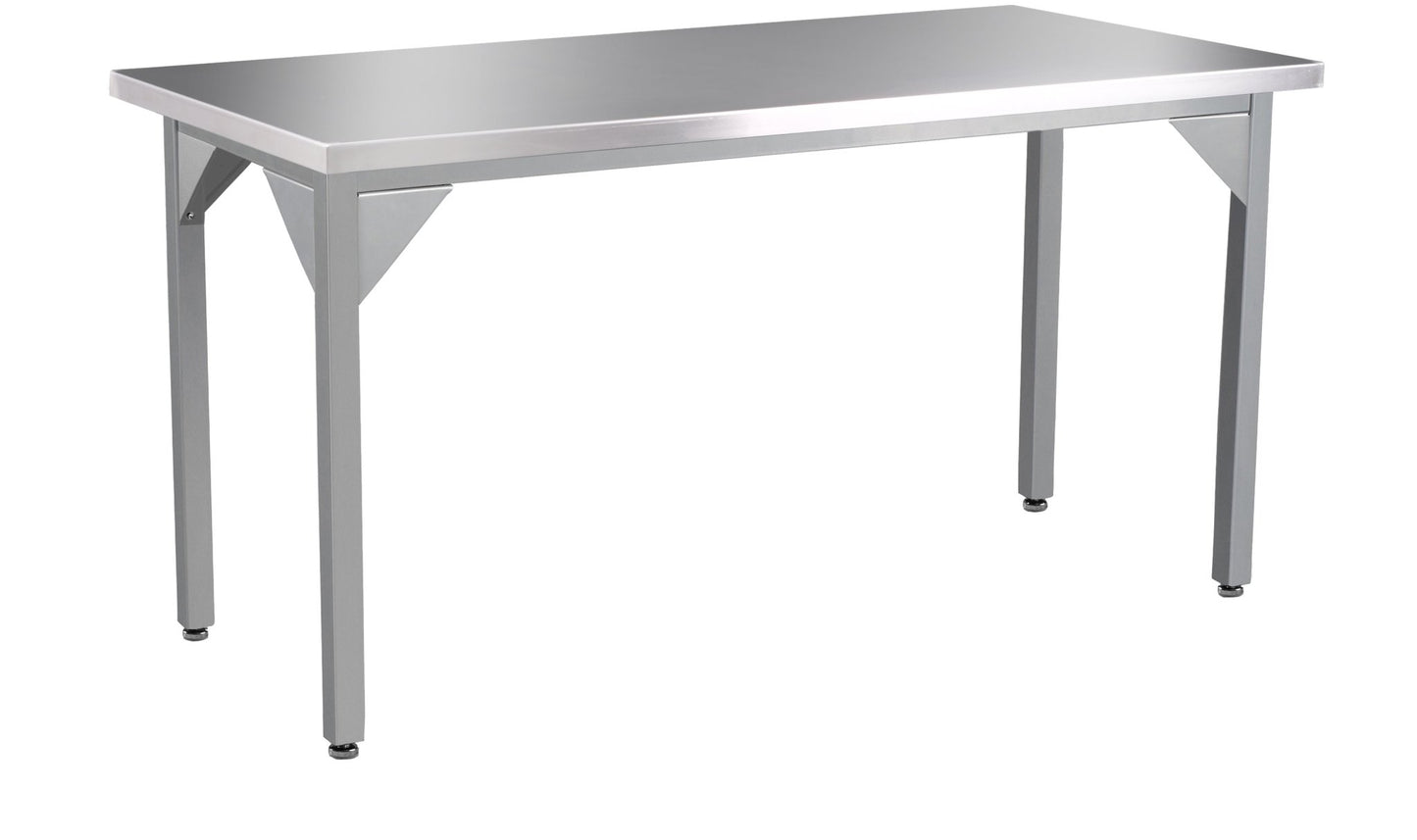 NPS Heavy Duty Fixed Height Table Stainless Steel Top with Safety Return 42"W x 60"L x 30"H (NPS - HDTX - 4260STRET - FIX) - SchoolOutlet