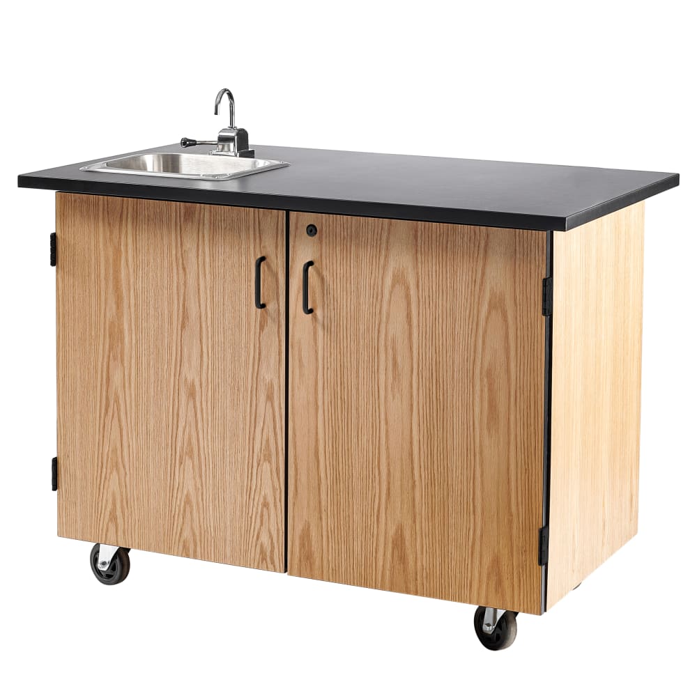 NPS Mobile Science Cart with Shelving, Chem Res Top (National Public Seating NPS-MSC01) - SchoolOutlet