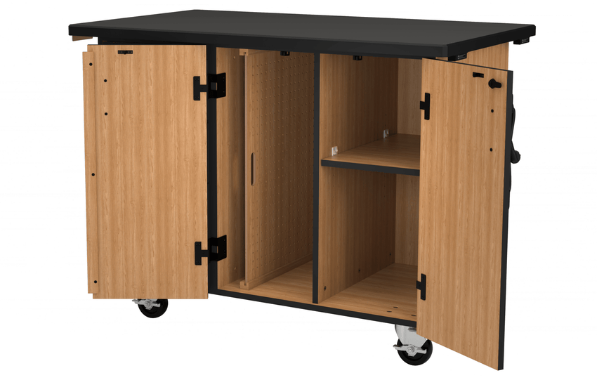 NPS Mobile Science Cart with External Drawers and Pegboard, Chem Res Top (National Public Seating NPS-MSC03) - SchoolOutlet