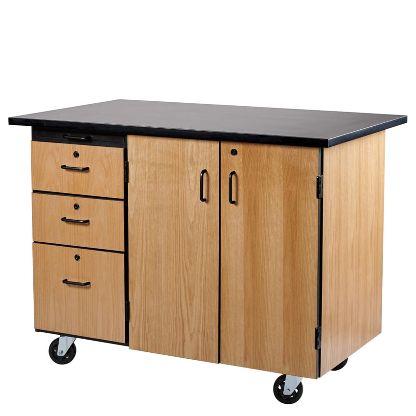 NPS Mobile Science Cart with External Drawers and Pegboard, Chem Res Top (National Public Seating NPS-MSC03) - SchoolOutlet