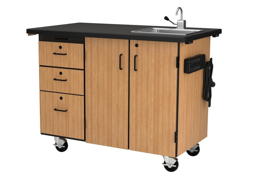NPS Mobile Science Cart with External Drawers and Pegboard, Chem Res Top (National Public Seating NPS-MSC03) - SchoolOutlet