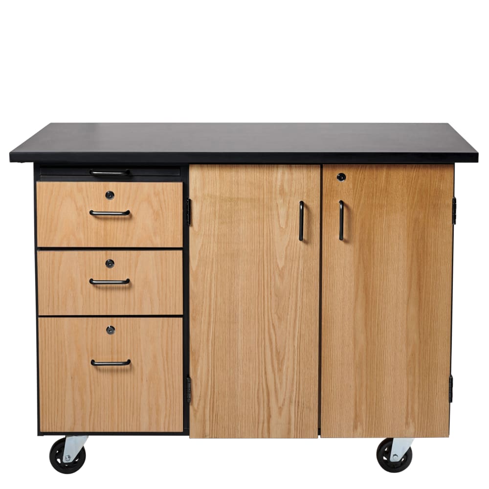 NPS Mobile Science Cart with External Drawers and Pegboard, Chem Res Top (National Public Seating NPS-MSC03) - SchoolOutlet