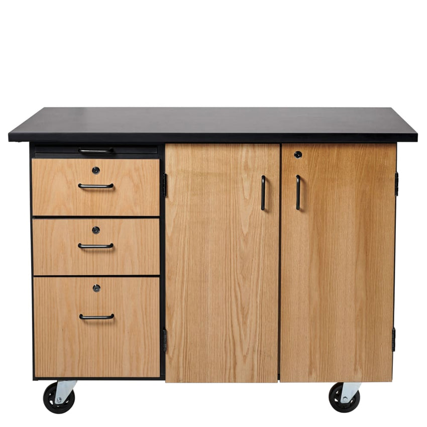 NPS Mobile Science Cart with External Drawers and Pegboard, Chem Res Top (National Public Seating NPS-MSC03) - SchoolOutlet