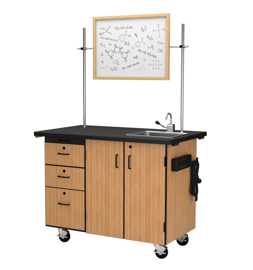 NPS Mobile Science Cart with External Drawers and Pegboard, Chem Res Top (National Public Seating NPS-MSC03) - SchoolOutlet