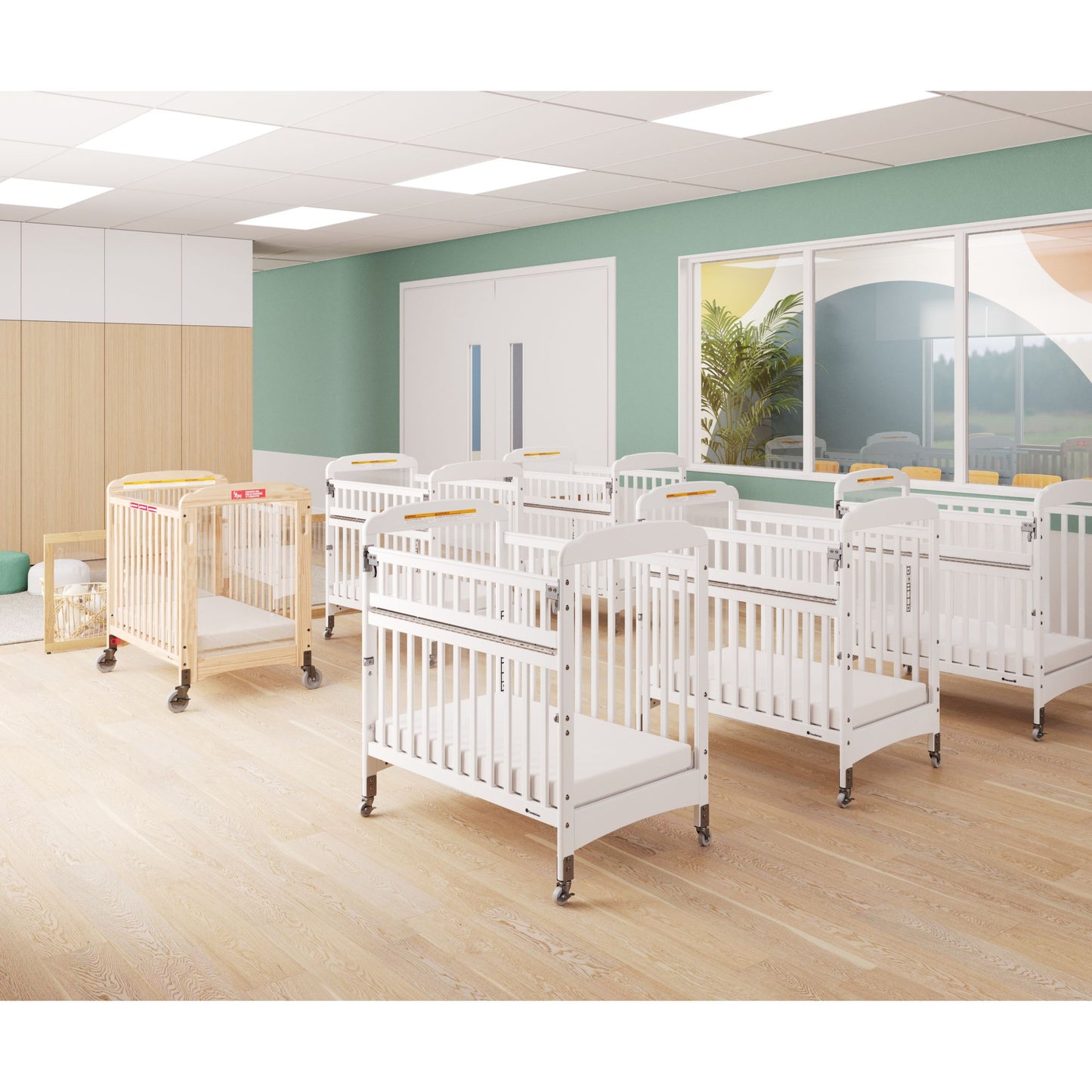 Foundations - Next Gen Serenity SafeReach Side Gate Compact Crib - Clearview (Both Ends) White (FOU-2542120)
