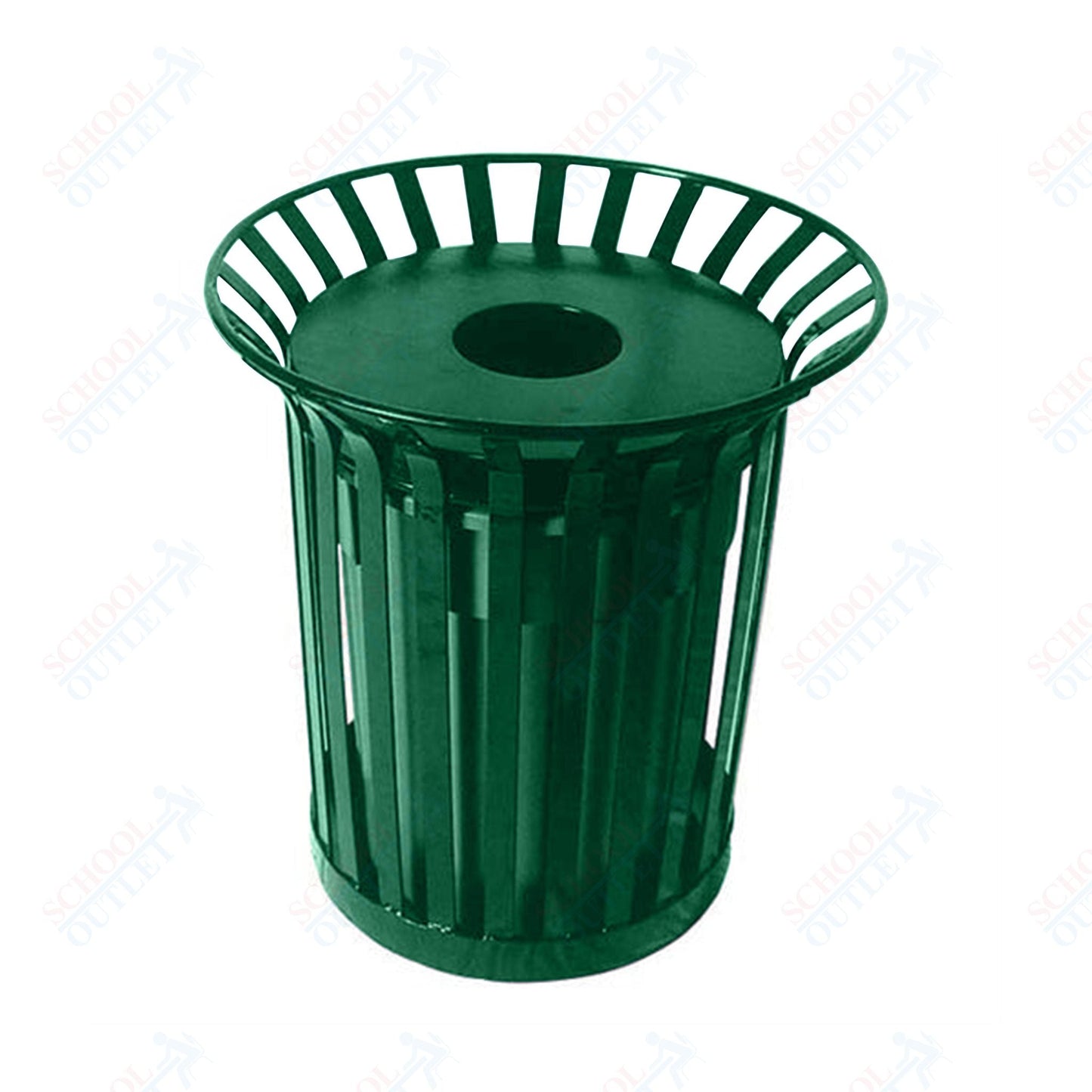 UltraPlay Lexington Outdoor Trash Receptacle with Flat Top Lid & Plastic Liner - 36 Gallon - SchoolOutlet