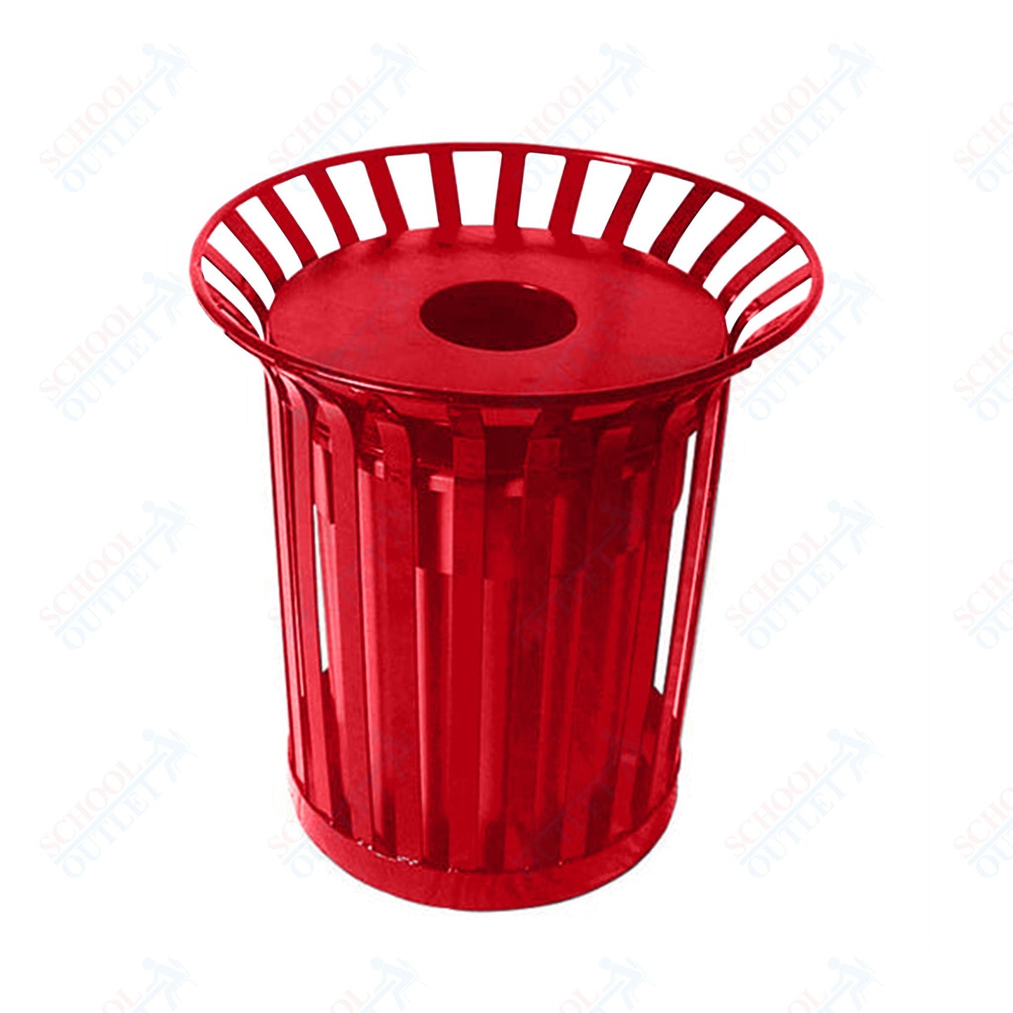 UltraPlay Lexington Outdoor Trash Receptacle with Flat Top Lid & Plastic Liner - 36 Gallon - SchoolOutlet