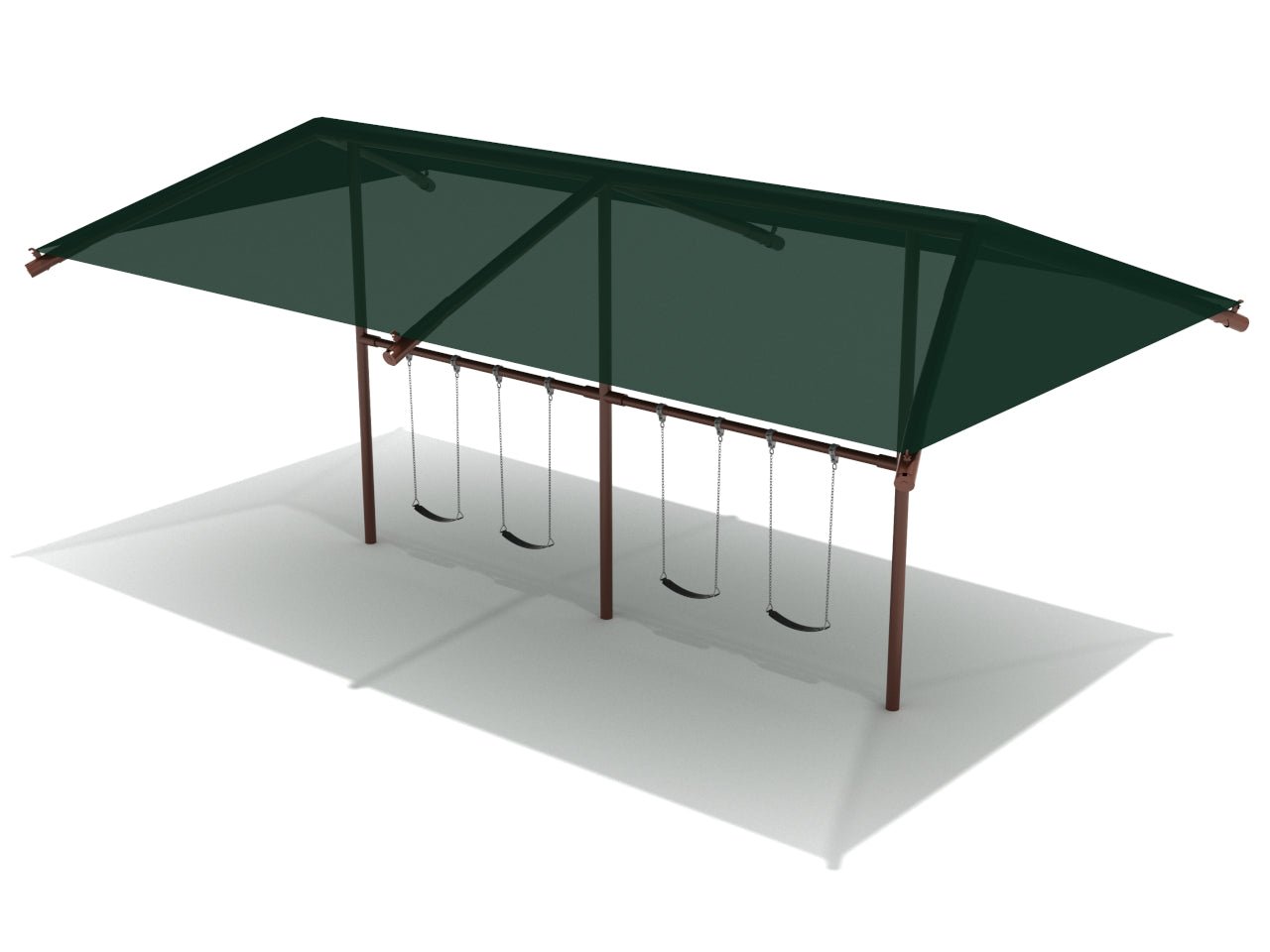 Playground Equipment 8 Feet Elite Single Post Swing With Shade - 2 Bays (PSWSH002X) - SchoolOutlet