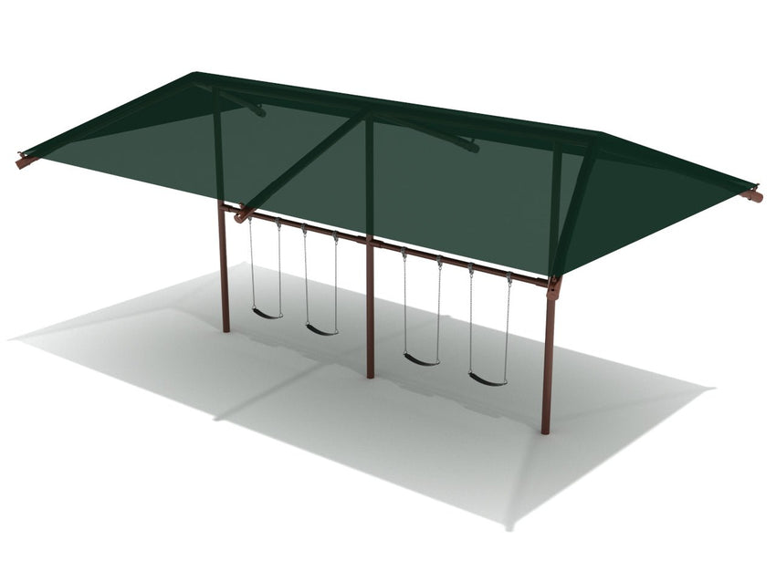 Playground Equipment 8 Feet Elite Single Post Swing With Shade - 2 Bays (PSWSH002X) - SchoolOutlet