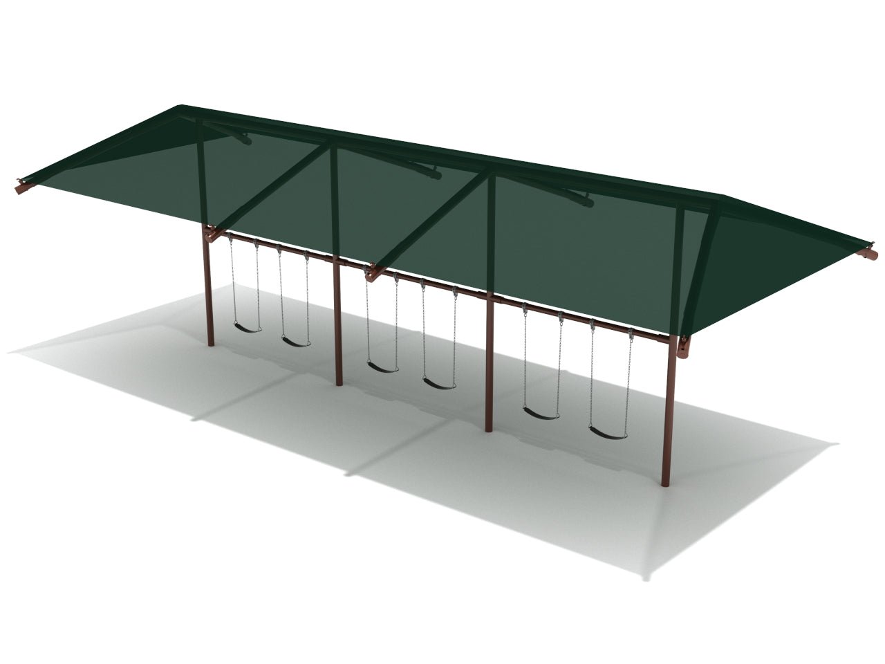 Playground Equipment 8 Feet Elite Single Post Swing With Shade - 3 Bays (PSWSH003X) - SchoolOutlet