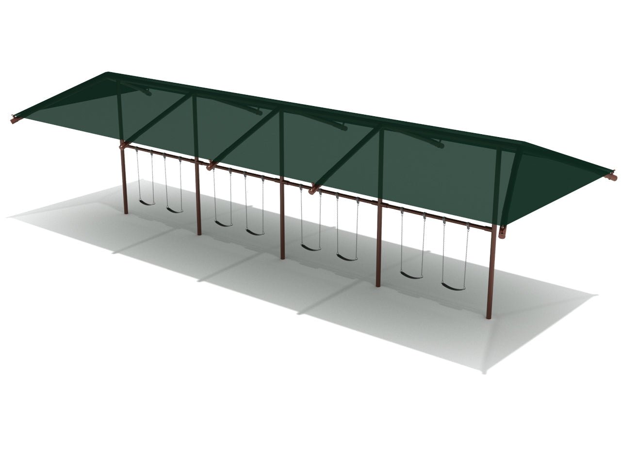 Playground Equipment 8 Feet Elite Single Post Swing With Shade - 4 Bays (PSWSH004X) - SchoolOutlet