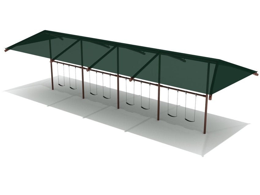 Playground Equipment 8 Feet Elite Single Post Swing With Shade - 4 Bays (PSWSH004X) - SchoolOutlet