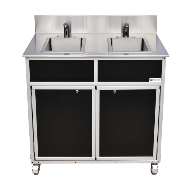 Self Contained NSF Certified Two 10" Deep Bowl Hand Washing Portable Sink (NS - 002) - SchoolOutlet