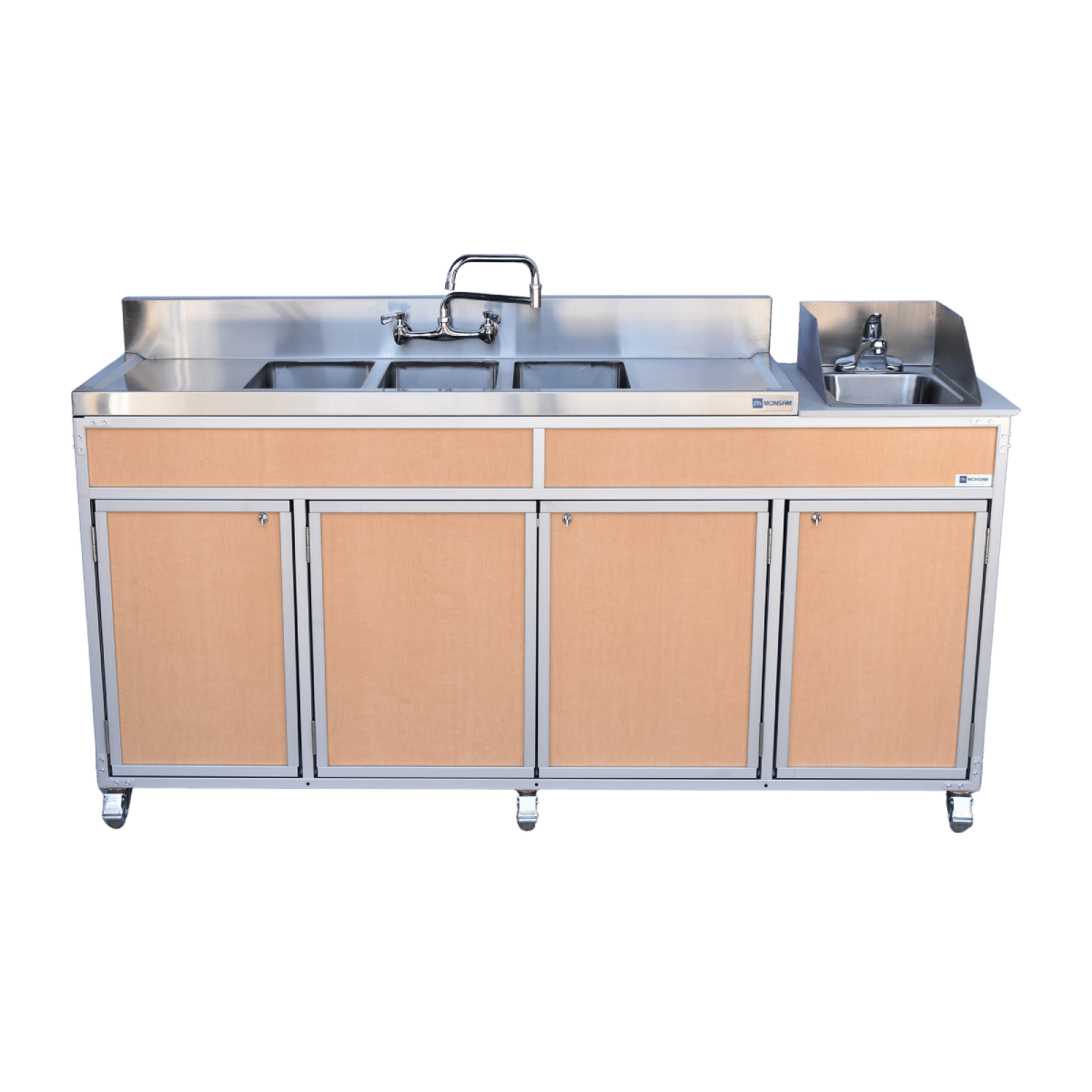 Three 10" Deep Basins PLUS Handwashing Self Contained Restaurant Sink With Drain Boards (NS - 004DB) - SchoolOutlet