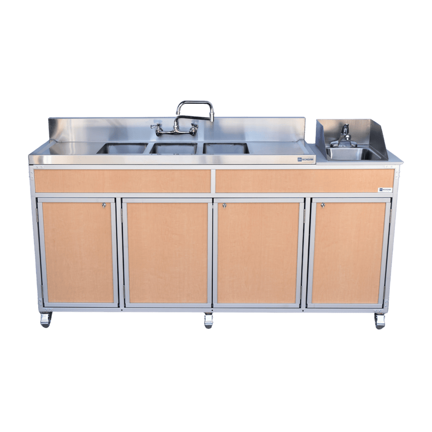 Three 10" Deep Basins PLUS Handwashing Self Contained Restaurant Sink With Drain Boards (NS - 004DB) - SchoolOutlet