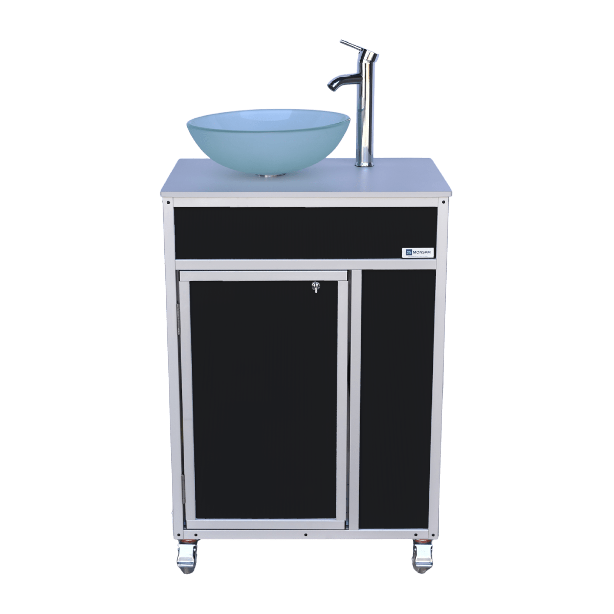 Luxury Portable Sink with Frosted Glass Vessel - ALUMINUM FRAME (PSE - 010) - SchoolOutlet