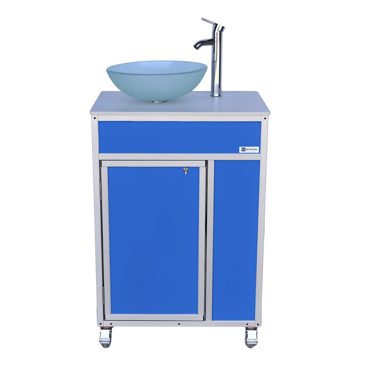 Luxury Portable Sink with Frosted Glass Vessel - ALUMINUM FRAME (PSE - 010) - SchoolOutlet