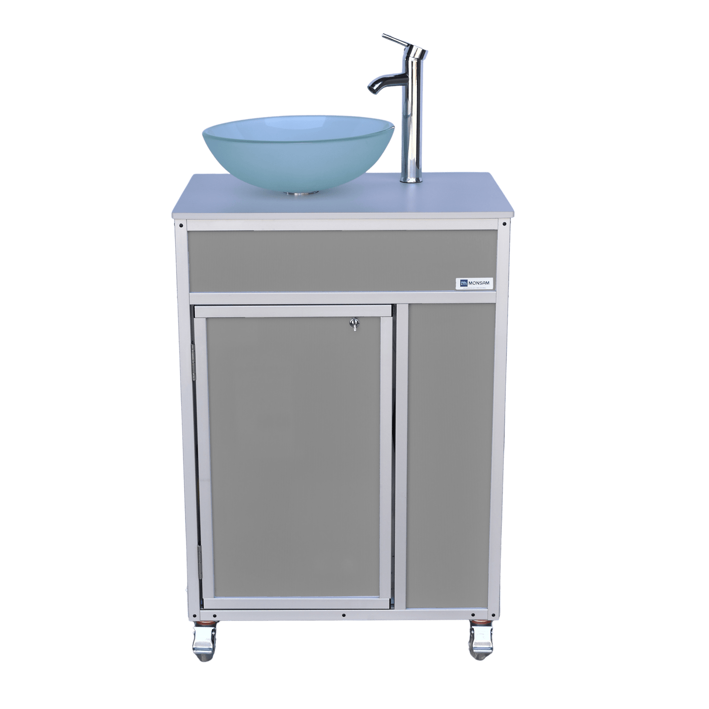 Luxury Portable Sink with Frosted Glass Vessel - ALUMINUM FRAME (PSE - 010) - SchoolOutlet