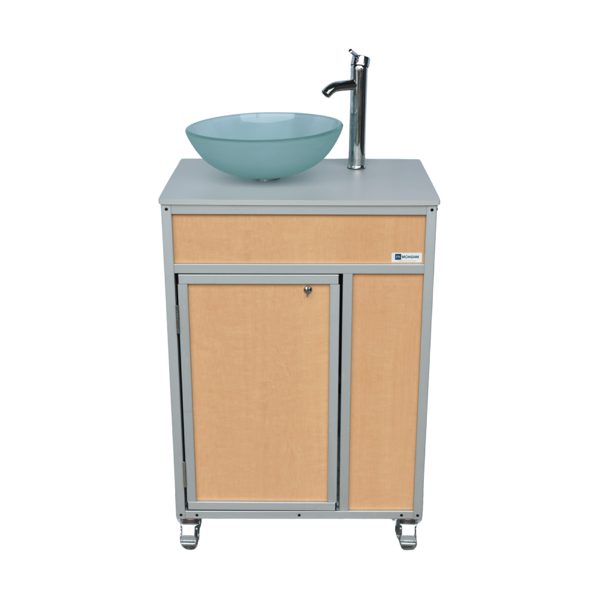 Luxury Portable Sink with Frosted Glass Vessel - ALUMINUM FRAME (PSE - 010) - SchoolOutlet